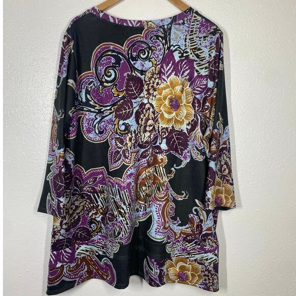Soft Surroundings Womens Plus Size 2X Colorful Floral Tunic Top Bohemian Boho - Picture 7 of 7